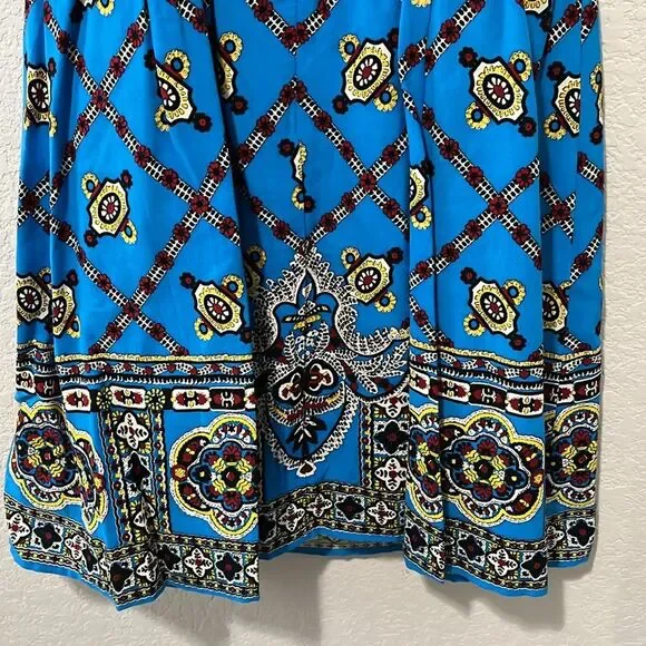 NANETTE LEPORE Border-Print Camisole Mini Dress, Blue Paisley, Size 4 - Picture 8 of 11